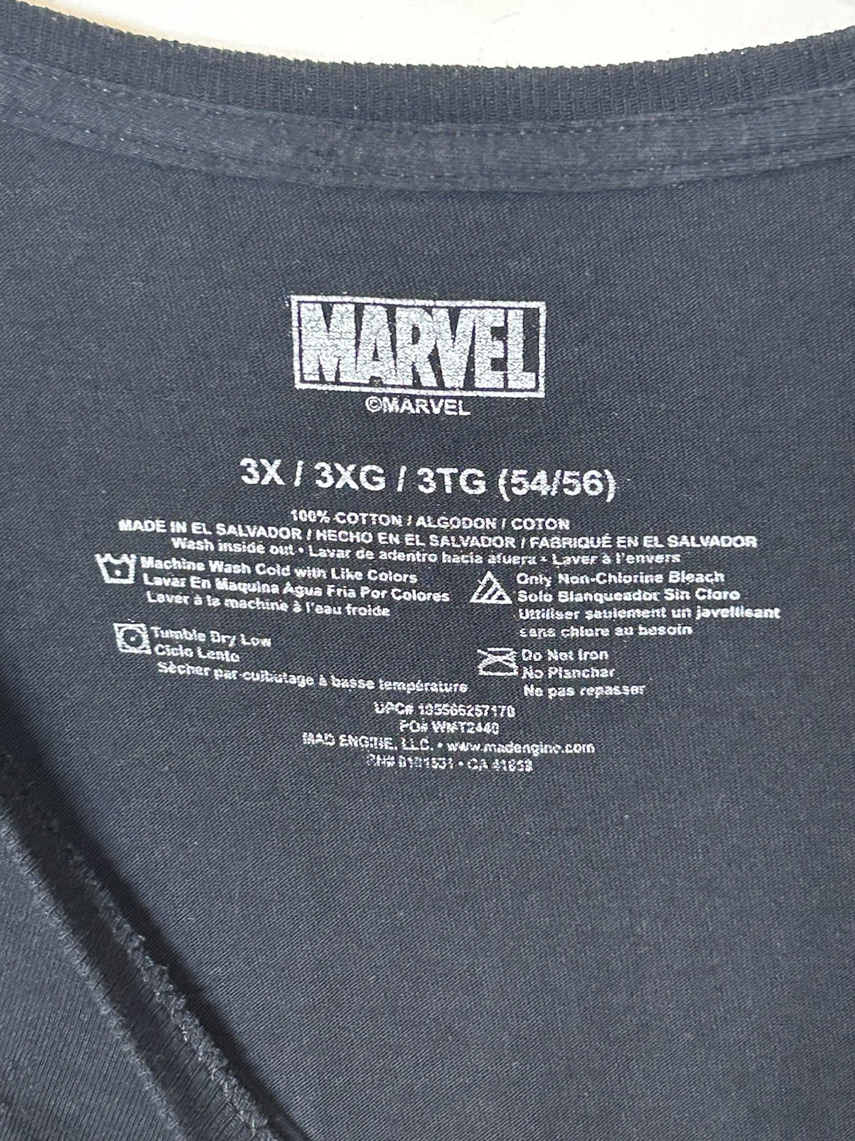 Marvel Shirt Mens 3X 54/56 Black Short Sleeve Venom Comics Vintage Style Cotton gallery