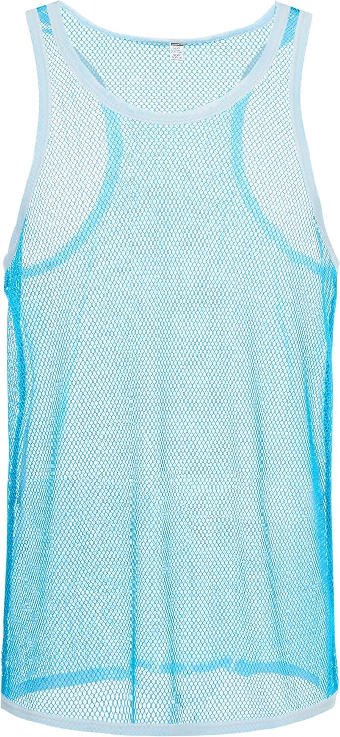 Mens Undershirt Sexy Mesh Vest Breathable Soft See Through Sleeveless Tank Tops gallery
