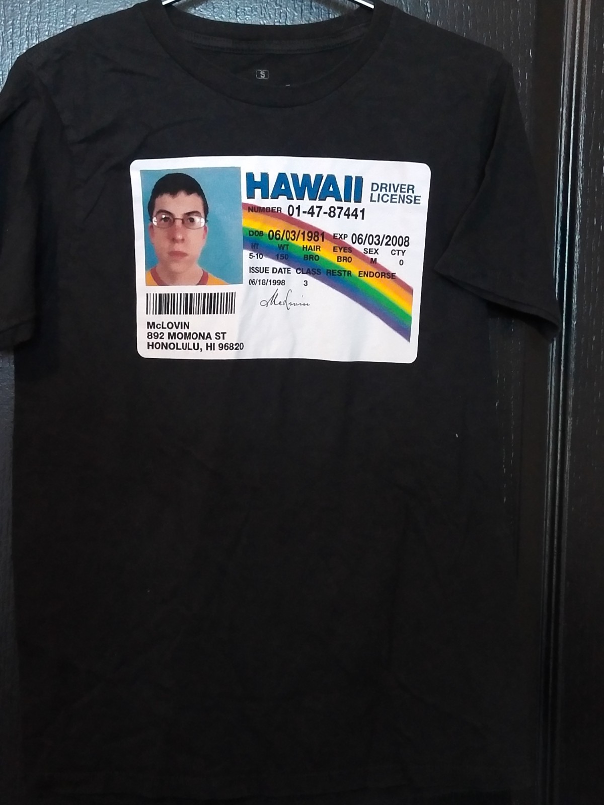 McLovin Superbad Black Short Sleeve Cotton T-Shirt Men's S gallery