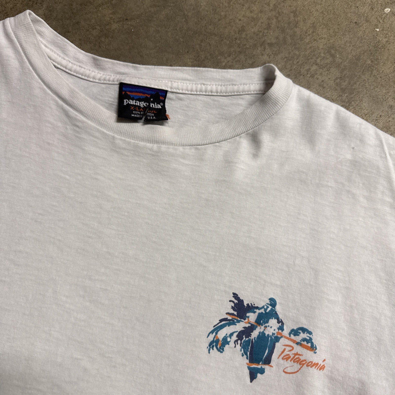 Vintage Patagonia Shirt Mens XL White 90s Art Surf Kayak Nature Mountains USA gallery