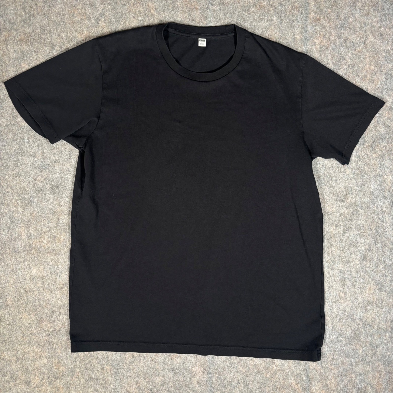 Uniqlo T-Shirt Mens Large Black Cotton Blend Short Sleeve Crew Neck 455357 6739 gallery