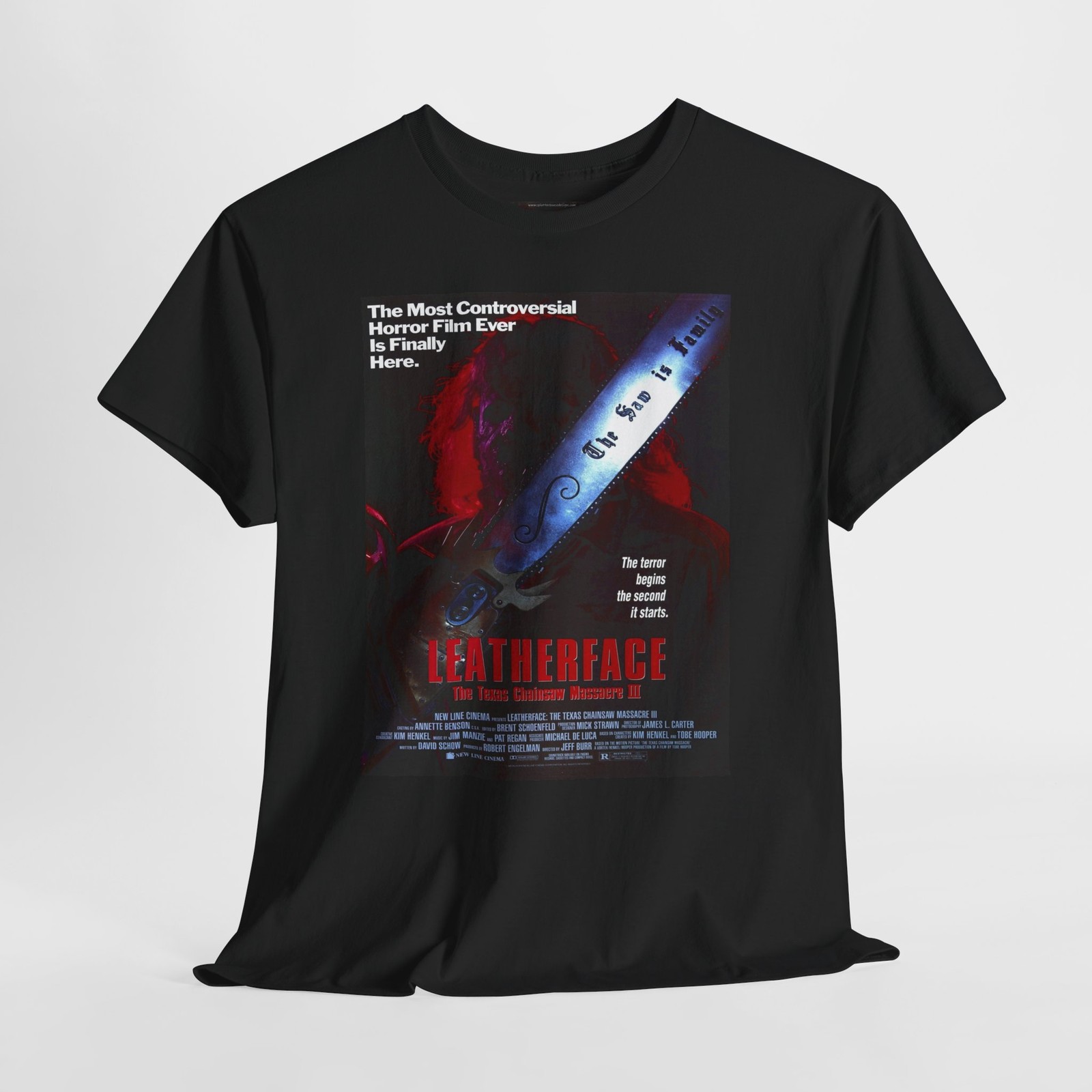 Leatherface Tex Chainsaw 3 1990 Retro Movie Poster Horror Unisex Graphic T-Shirt gallery