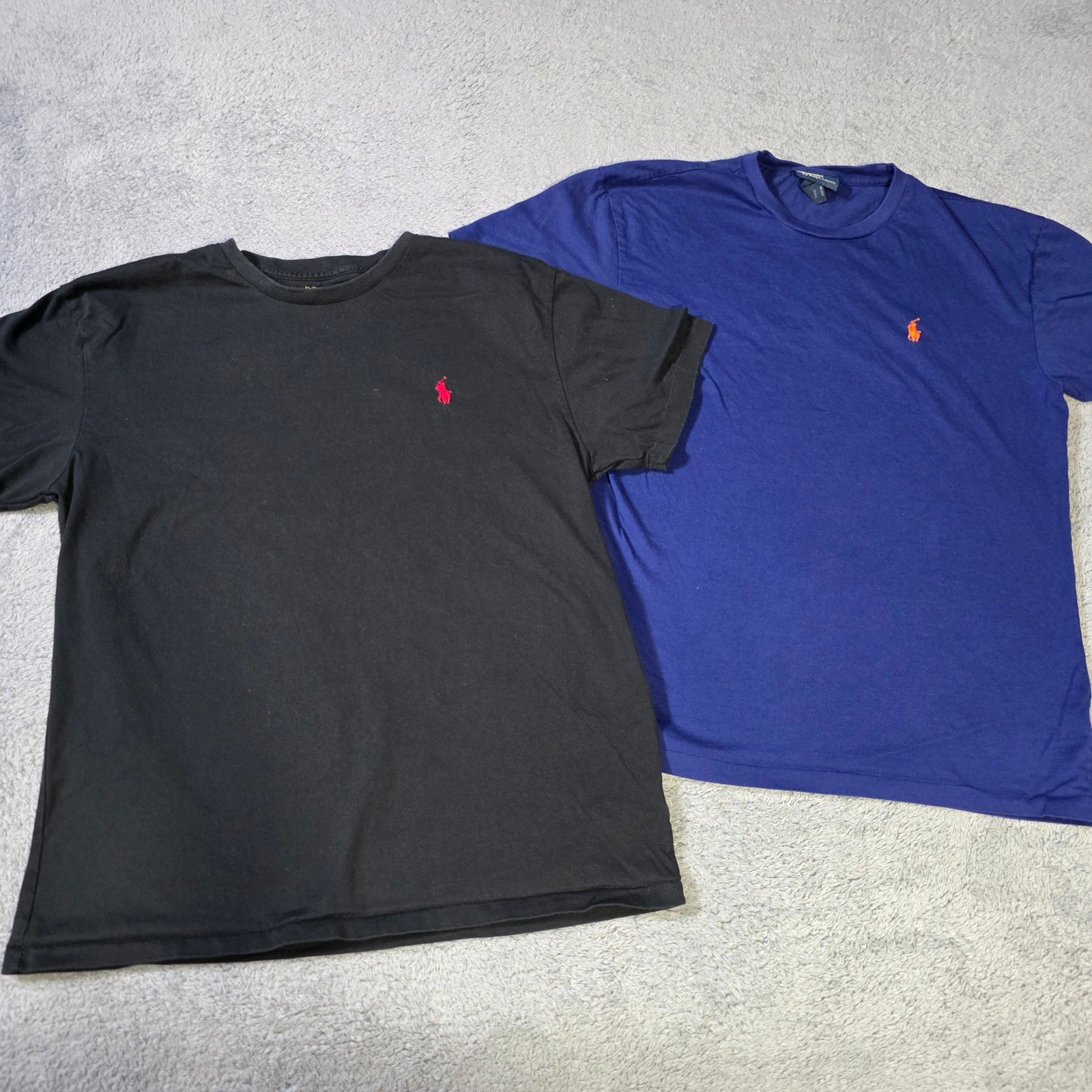 Polo Ralph Lauren Mens S/M 2pk T-Shirt Black Navy Blue Embroidered Pony Logo gallery