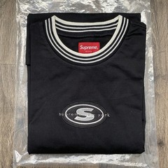 Supreme Striped Rib Logo L/S Top black