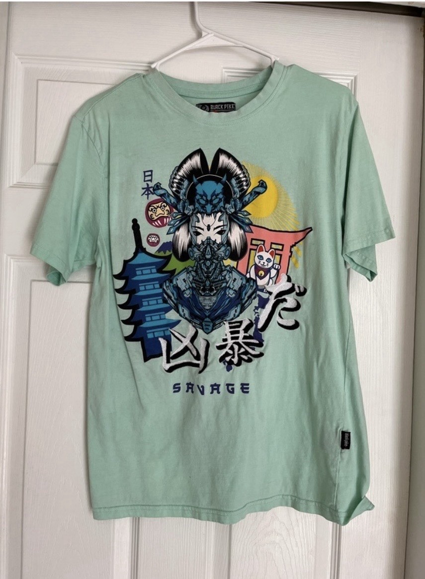 Mint Green Graphic Unisex Heavy Cotton Tee Black Pike Medium gallery