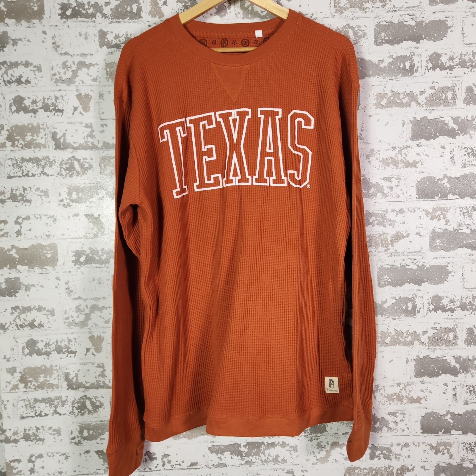 Pressbox Texas Longhorns Thermal Shirt Men’s Large Burnt Orange Waffle Knit