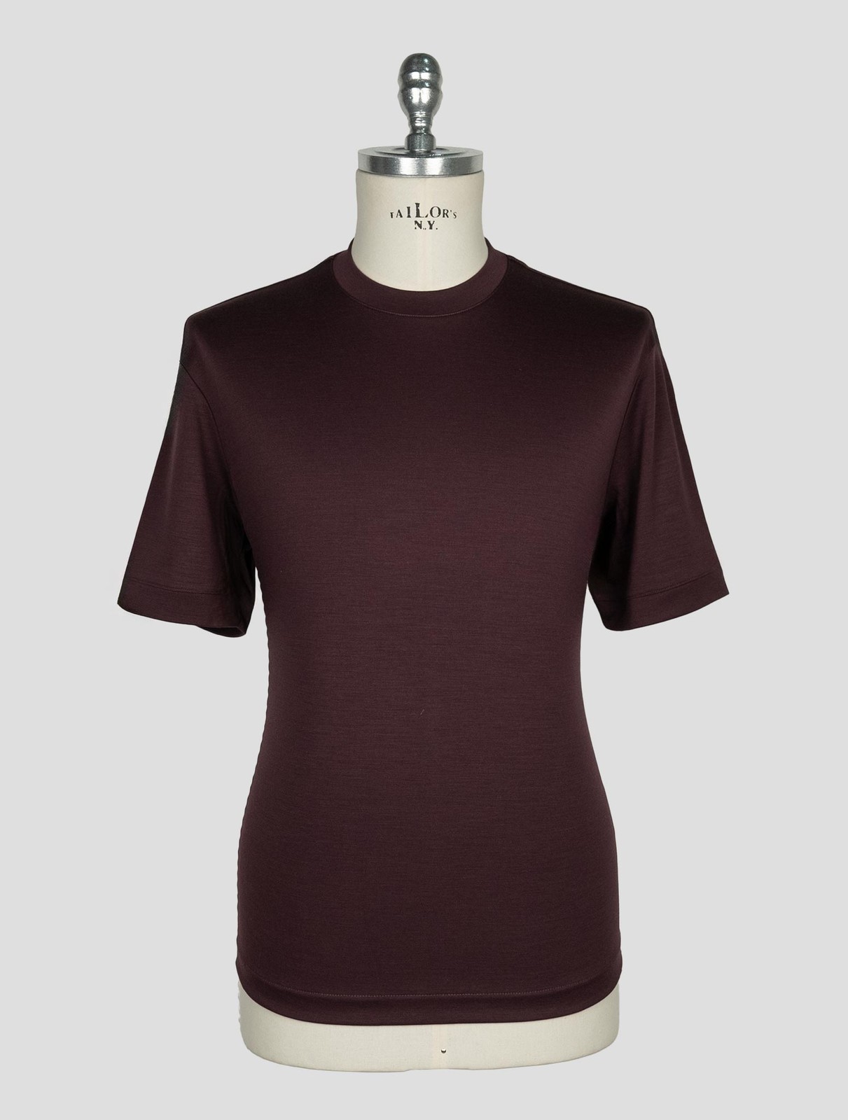 NEW RICHARD SMITH BURGUNDY LORO PIANA WOOL AUSTRALIS AQUA T-SHIRT EU 56 - US 46 gallery