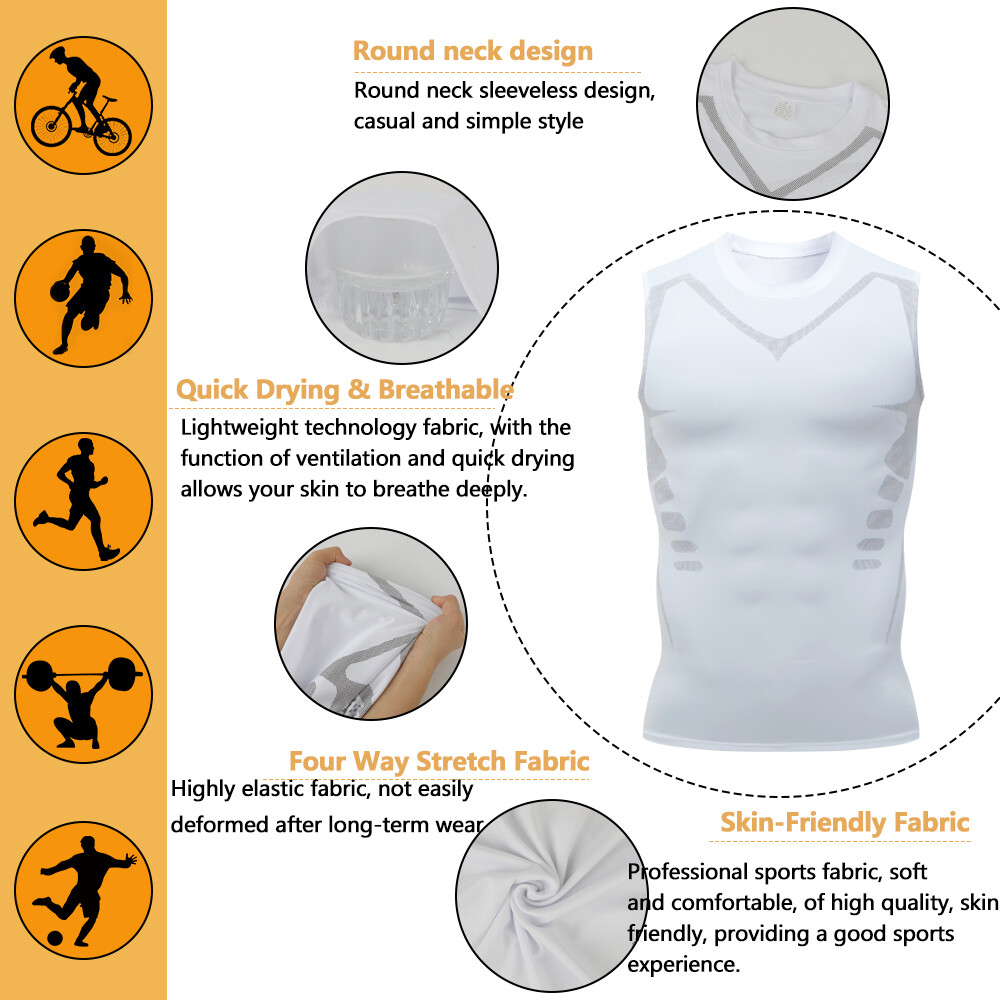 Men Compression Tank Top Workout Shirt Male Slimmer Body Shaper Vest Running Gym gallery