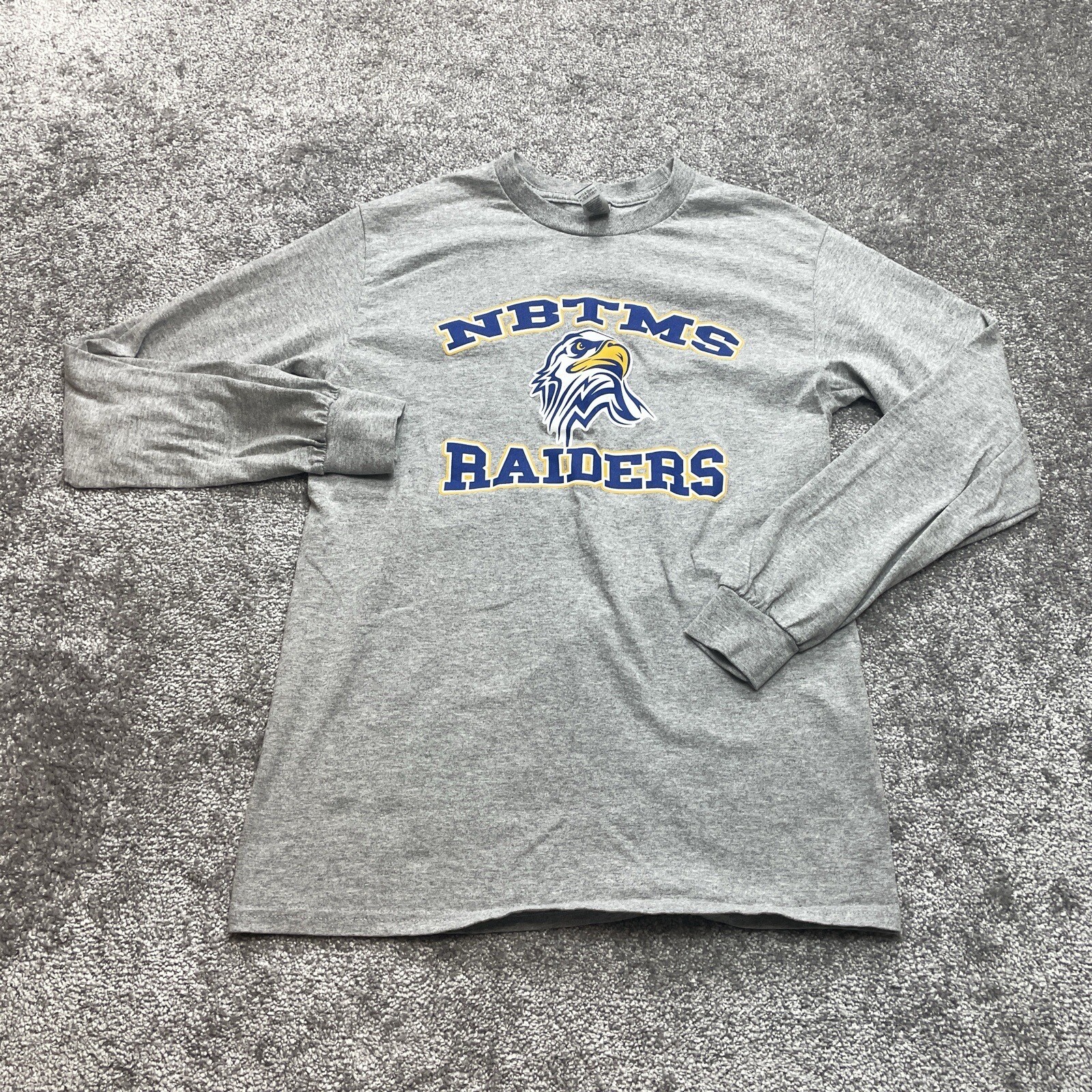 Gildan Adult Long Sleeve Heavy Cotton T-Shirt Size Small Gray NBTMS Raiders Tee gallery