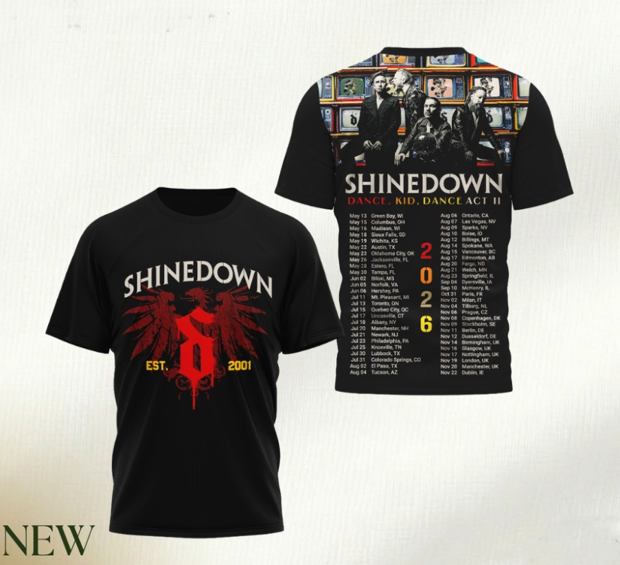 New Shinedown Dance. Kid. Dance Act Ii 2026 World Tour 3D TShirt BS806