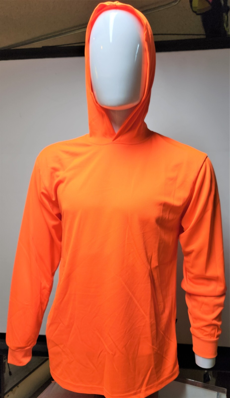 Orange Long Sleeve Safety Shirt With Hoodie, Polyester Birdeye mesh Quick Dry gallery