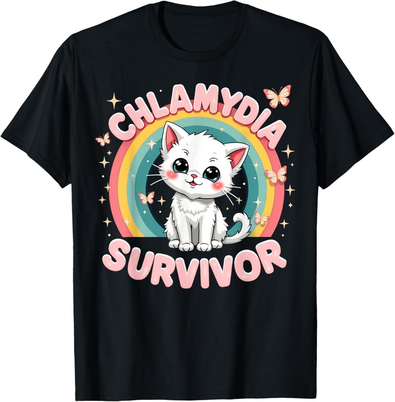 Chlamydia Survivor Cat Funny Adult Humor Inappropriate T-Shirt
