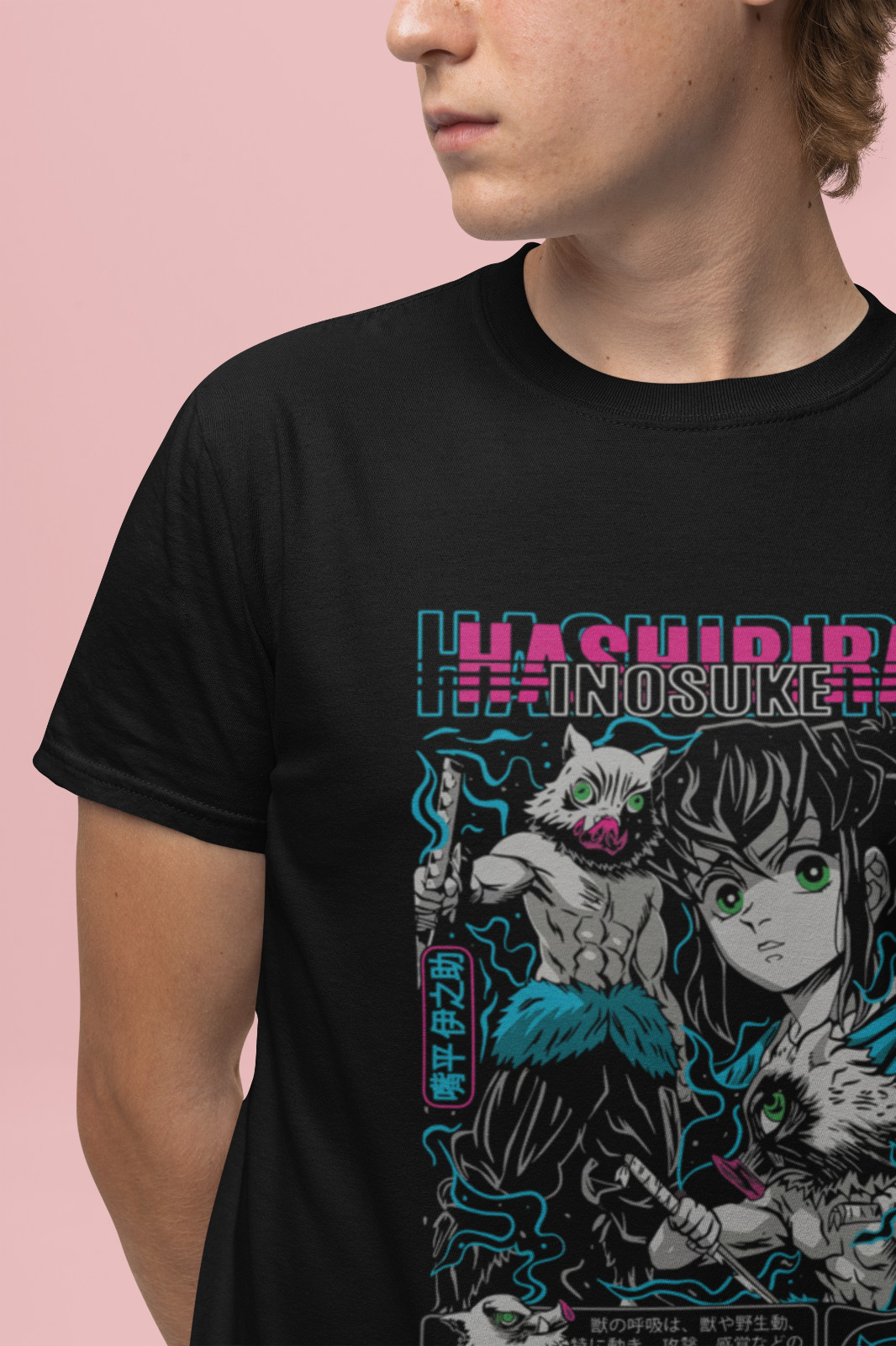 Demon Slayer Shirt Inosuke T-Shirt Tanjiro KNY Kokushibo Anime Muzan Doma Tee gallery