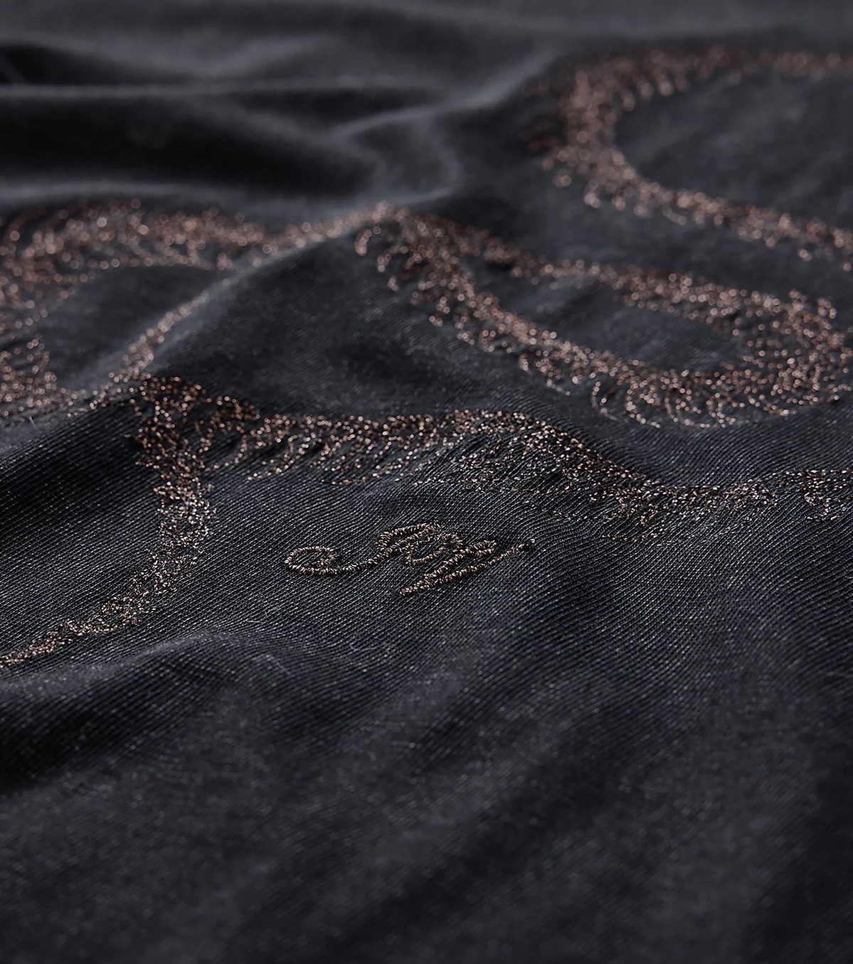 John Varvatos Men's Metallic Coiled Snake Embroidered Graphic Crew T-Shirt Black gallery