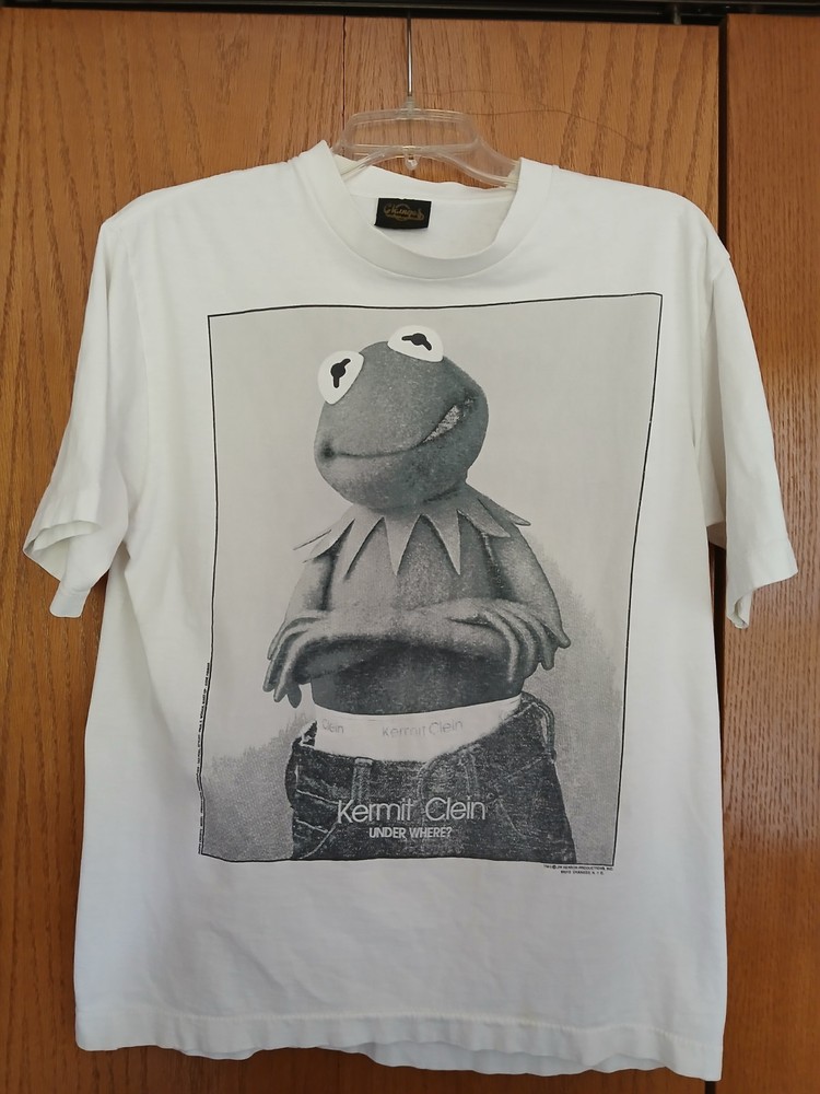 Vtg 1990s Changes Kermit the Frog “Kermit Clein Under Where?” Parody Tee Sz L