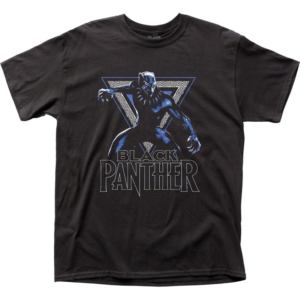 Black Panther (Marvel Comics) Mens T-Shirt -Posed for Battle in Triangle gallery