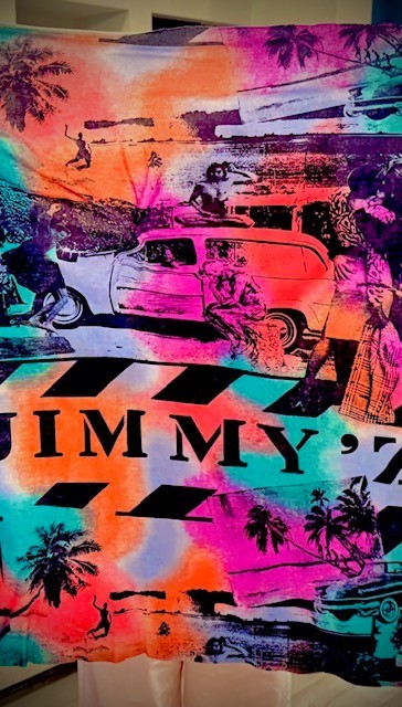 VINTAGE JIMMY"Z LARGE PIECE OF RAYON/POLYESTER FABRIC FOR STYLE ACCENT/THROW gallery