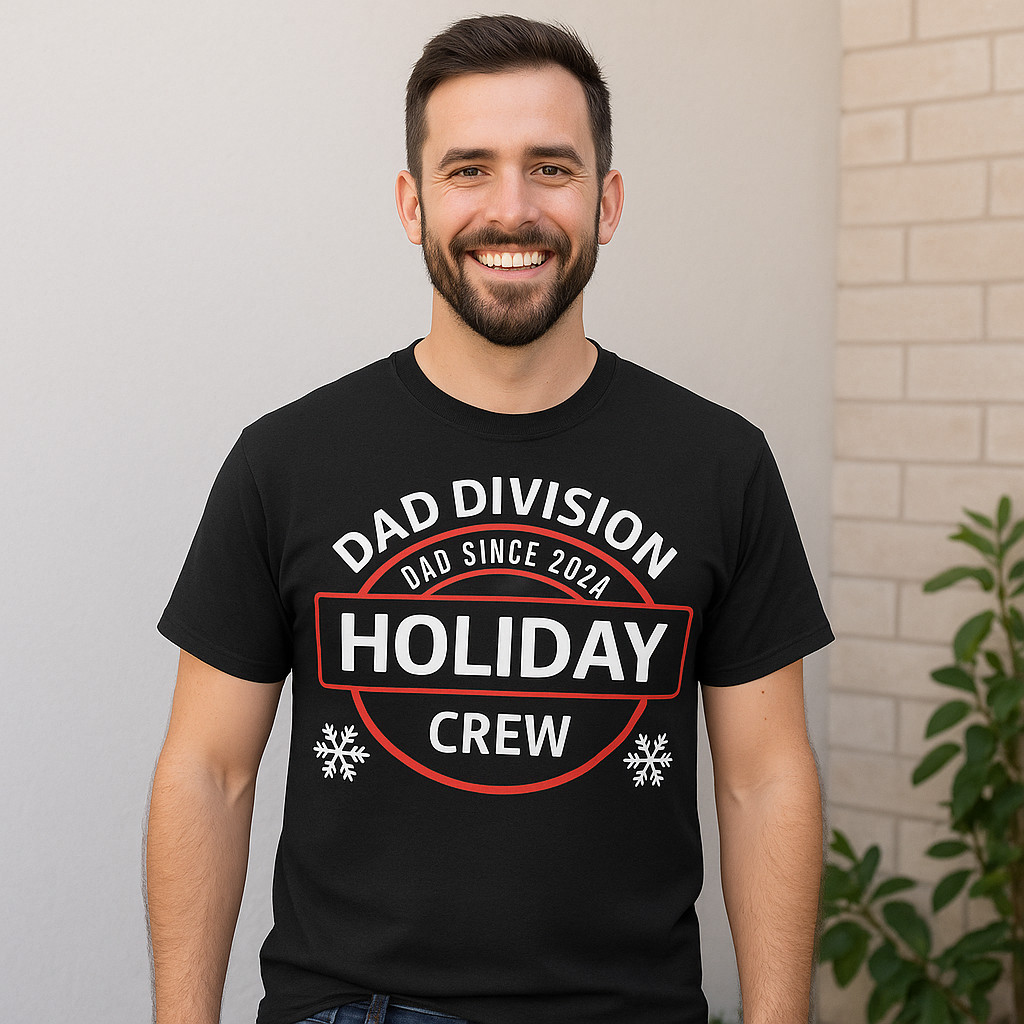 Dad Division Holiday Crew Shirt – Funny Dad Christmas T-Shirt – Dad Since Custom gallery