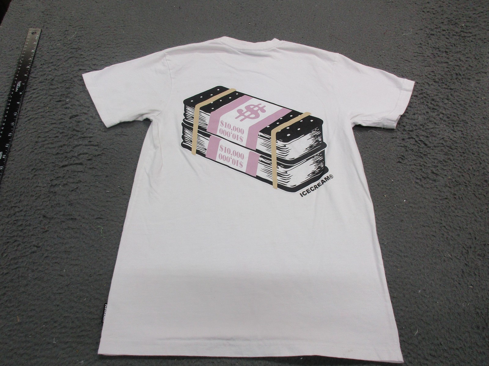 Icecream Shirt Mens Small White Money Stack Graphic Tee Streetwear Logo Back gallery