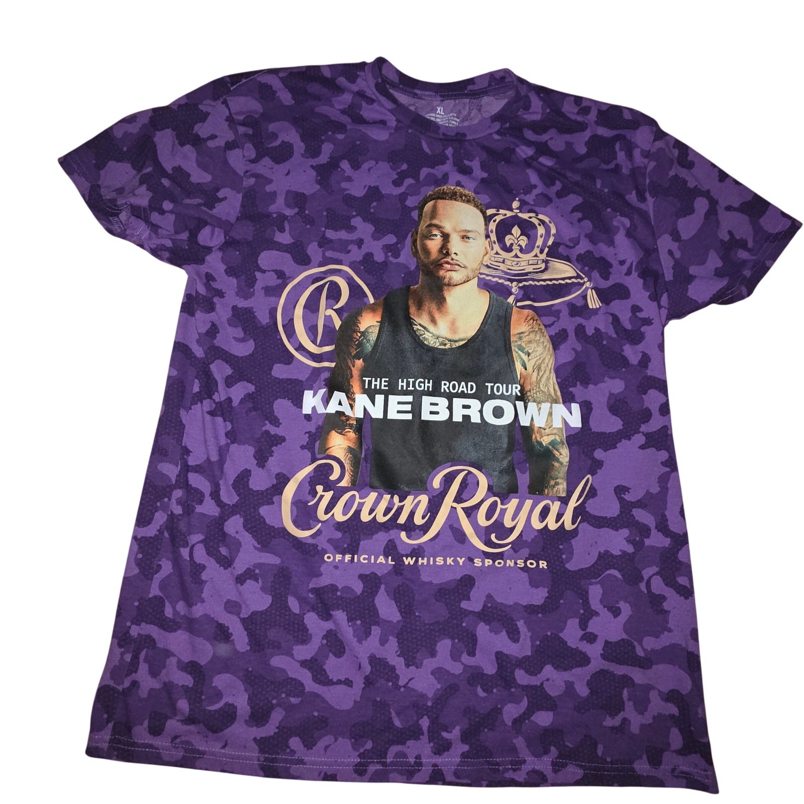 Kane Brown The High Road Tour Purple Camo Crown Royal Concert T-Shirt XL Mens
