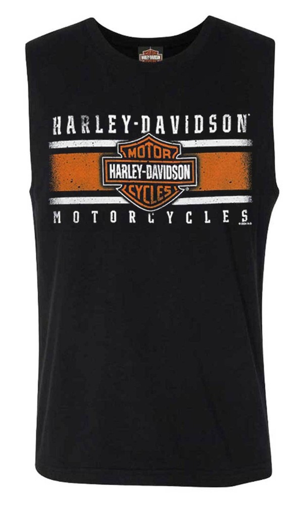 Harley-Davidson Men’s Iconic Bar & Shield Crew-Neck Sleeveless Muscle Tee, Black