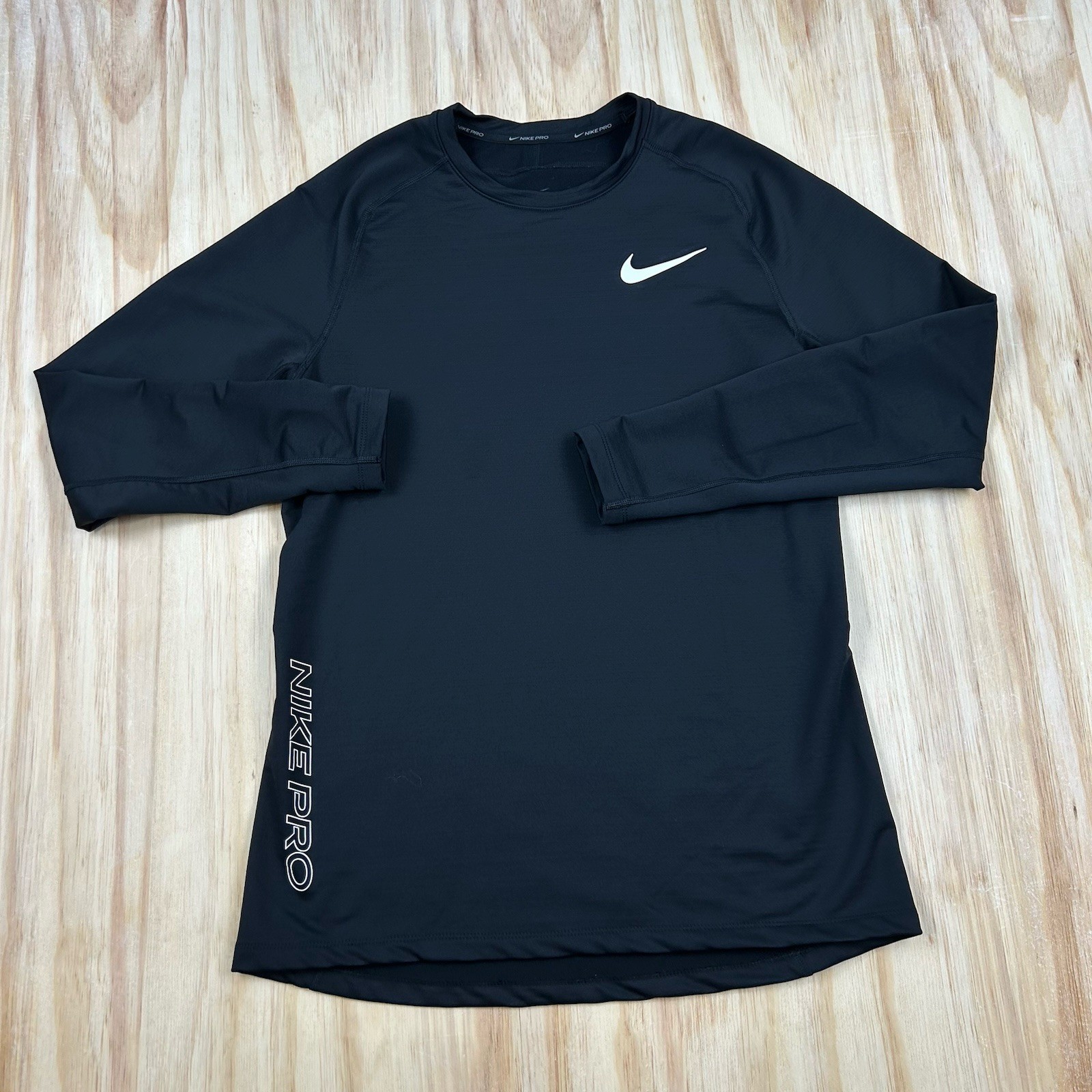 Nike Pro Pinwheel Thick Winter Long Sleeve Base Layer Black Size Large Warm