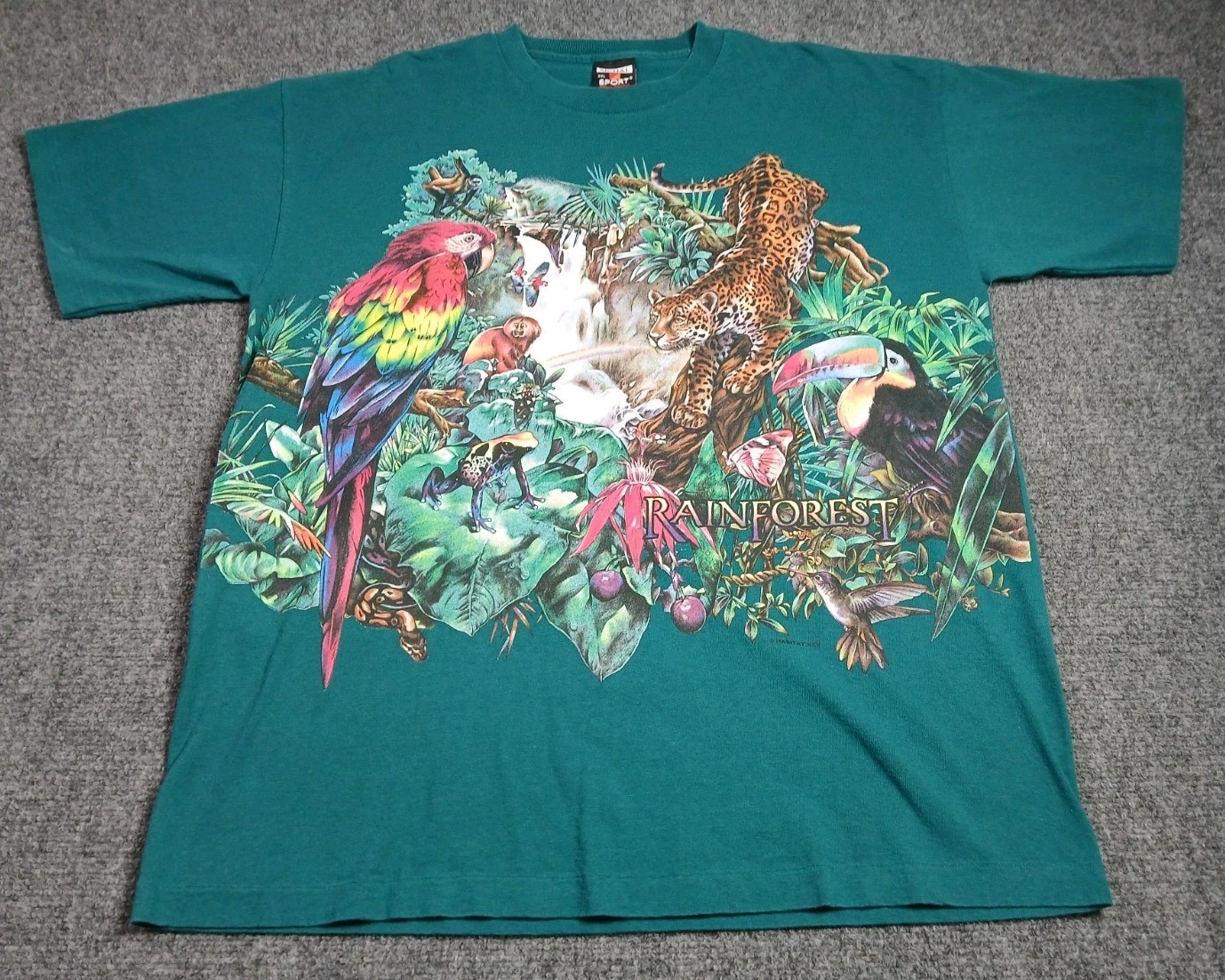 Rain Forest Cafe All Over Print Nature T Shirt Mens Size XXL Single Stitch 90s gallery