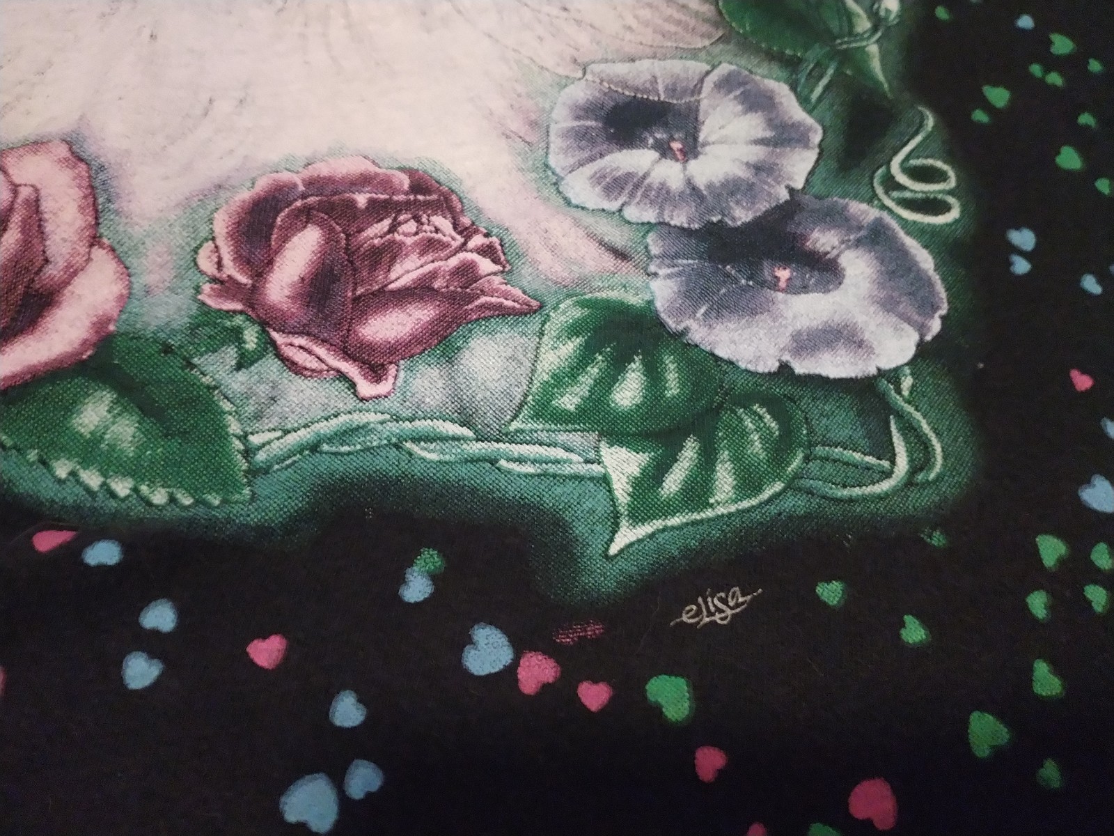 Vintage Cat Heart All Over Print Hearts XLarge Single Stitch See Measurement Pic gallery