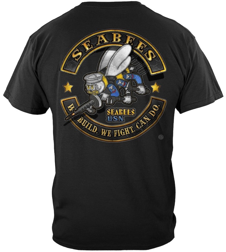 Navy Seabees Biker T-Shirt: Military Motorcycle Club Tee