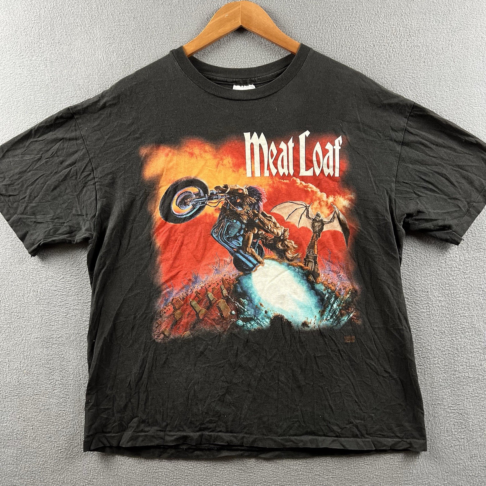 Vintage Meatloaf Shirt Mens XL Black 90s Bat Out Of Hell World Tour Single Stitc