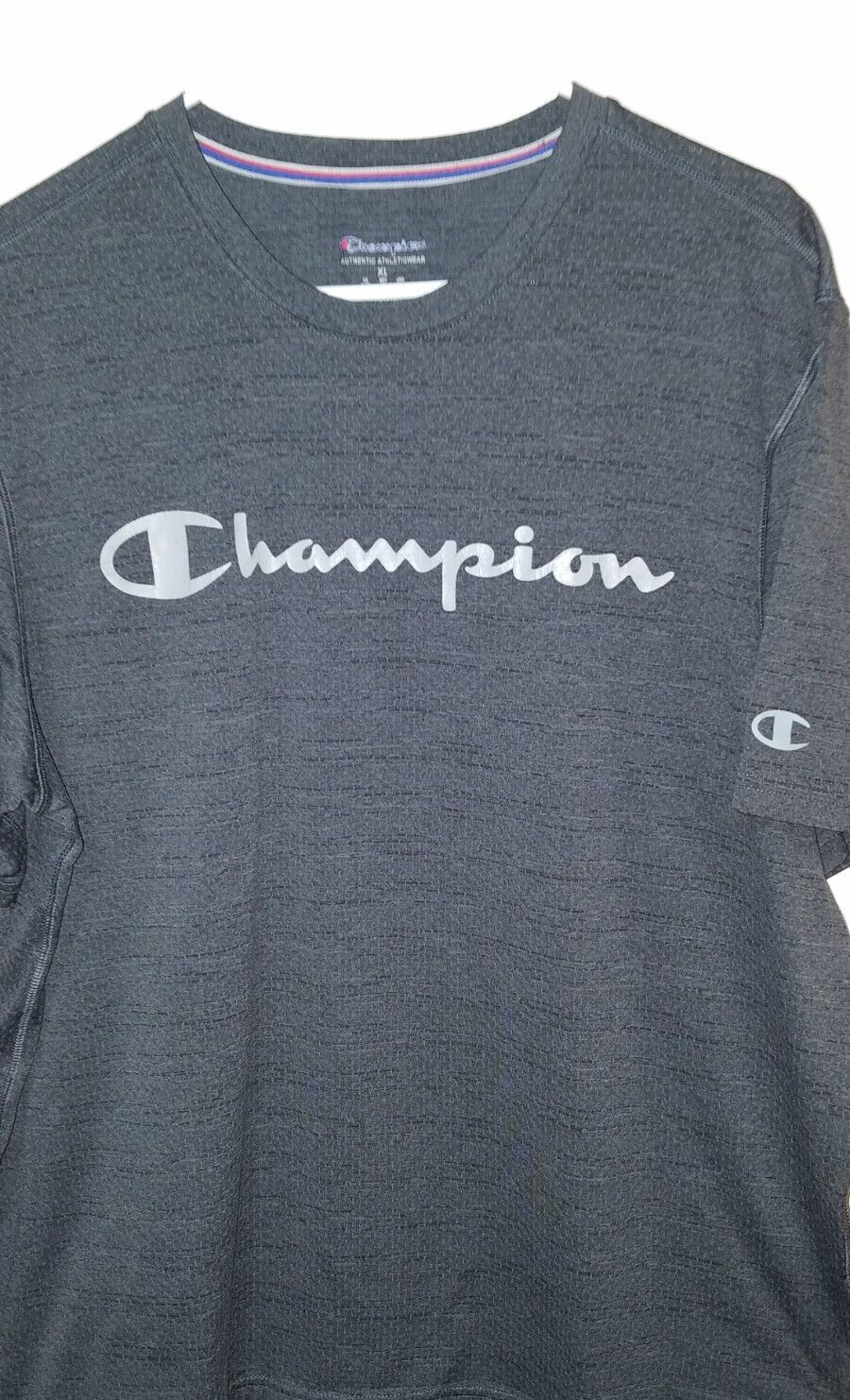 Champion Authentic Spellout Logo Gray Mens XL Short Sleeve T Shirt