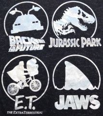 Universal Studios Men’s Medium T-Shirt E.T. Jaws Jurassic Park Black Overdye