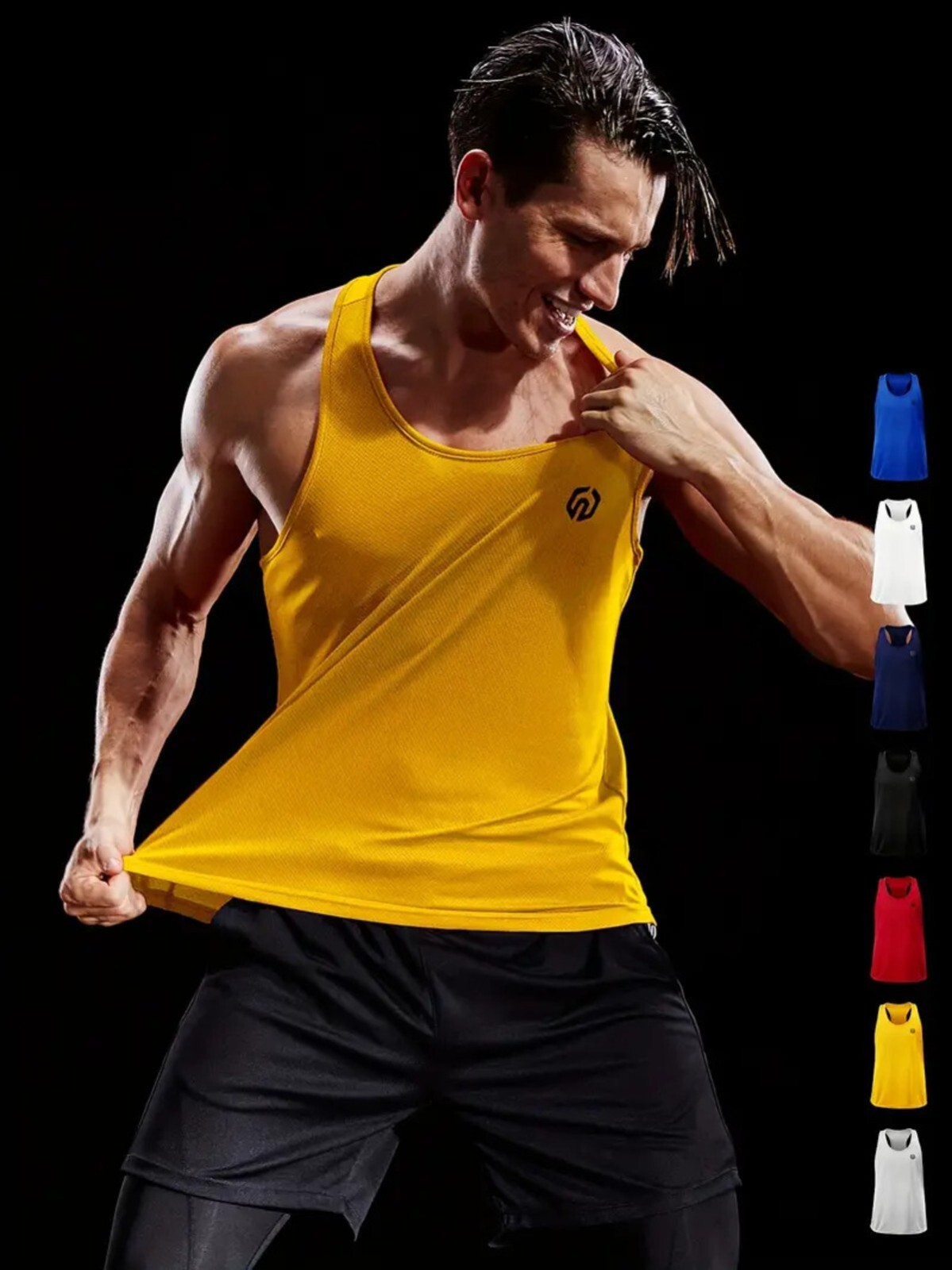NELEUS 'Dry Fit Logo Muscle' Mesh Tank Top Men's S Gym Workout Exercise Ylw NWT! gallery