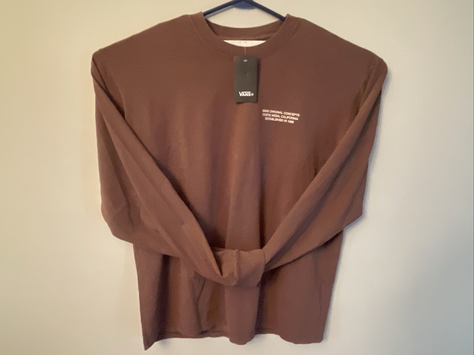 VANS Original Concepts Long Sleeve T-Shirt Brown/White Men’s Size XL NEW