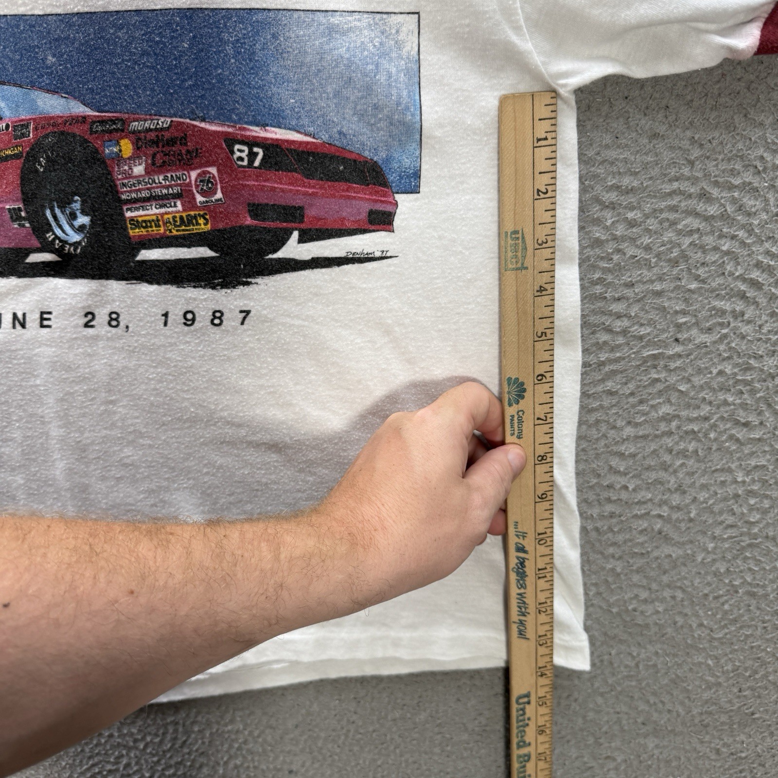 Vintage Stedman Shirt Adult Large White Ringer Stock Car Racing Grunge 80s Mens gallery