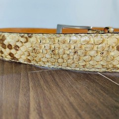 【intage Python】Luxury Python Leather Dress Belt, Made in Italy