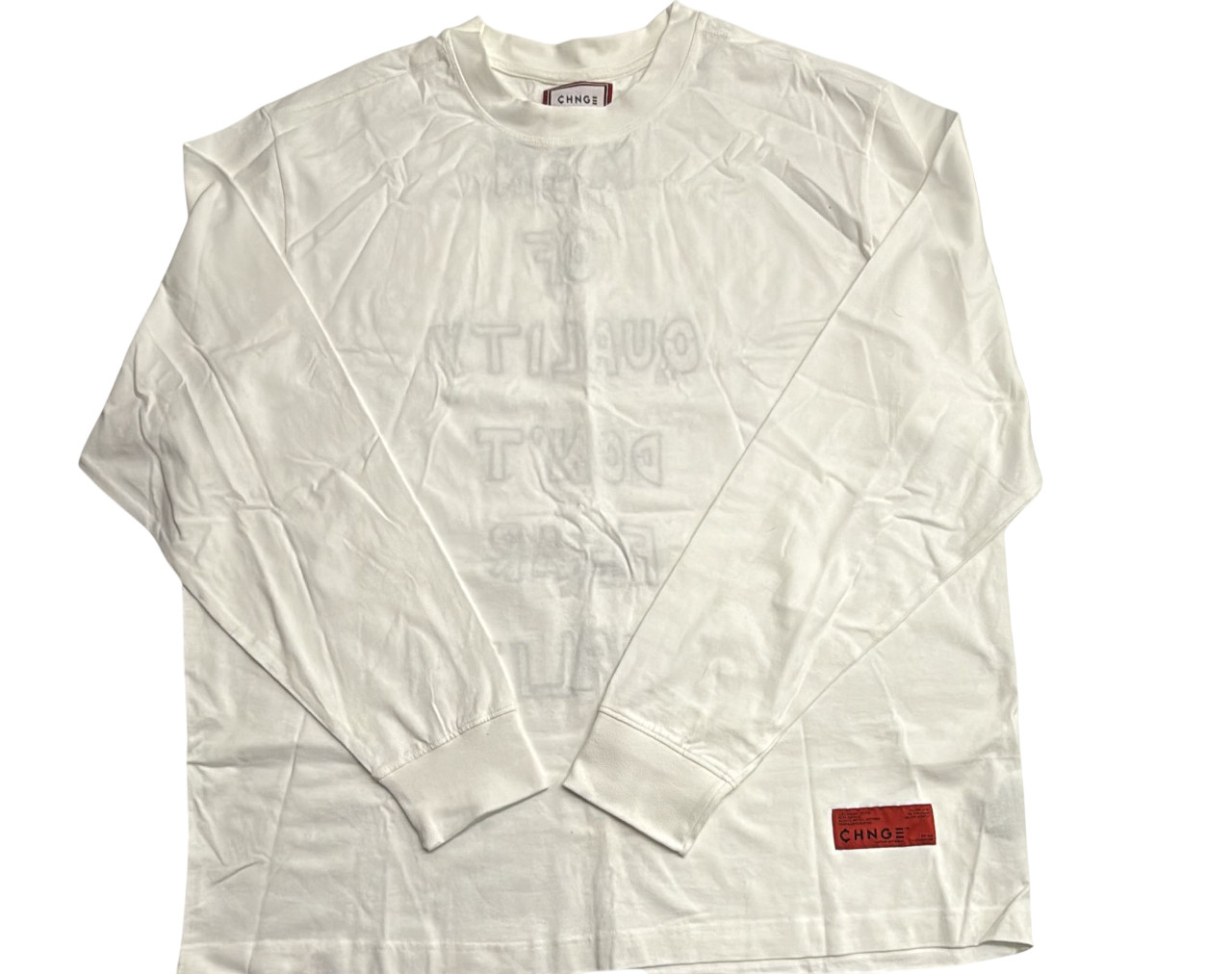 CHNGE Men of Quality Don't Fear Equality Crew Cuff Long Sleeve Shirt, White, 3XL gallery