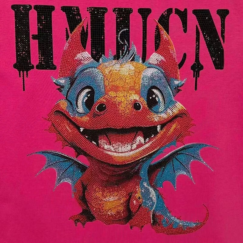 New Men Luxury Diamond Dragon Rhinestones Fashion T-Shirt High Quality 4 Colors gallery