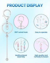 30pcs Beadable Keychains Keychain Bulk kit Cute Blank Bead Keychain Strip DIY…