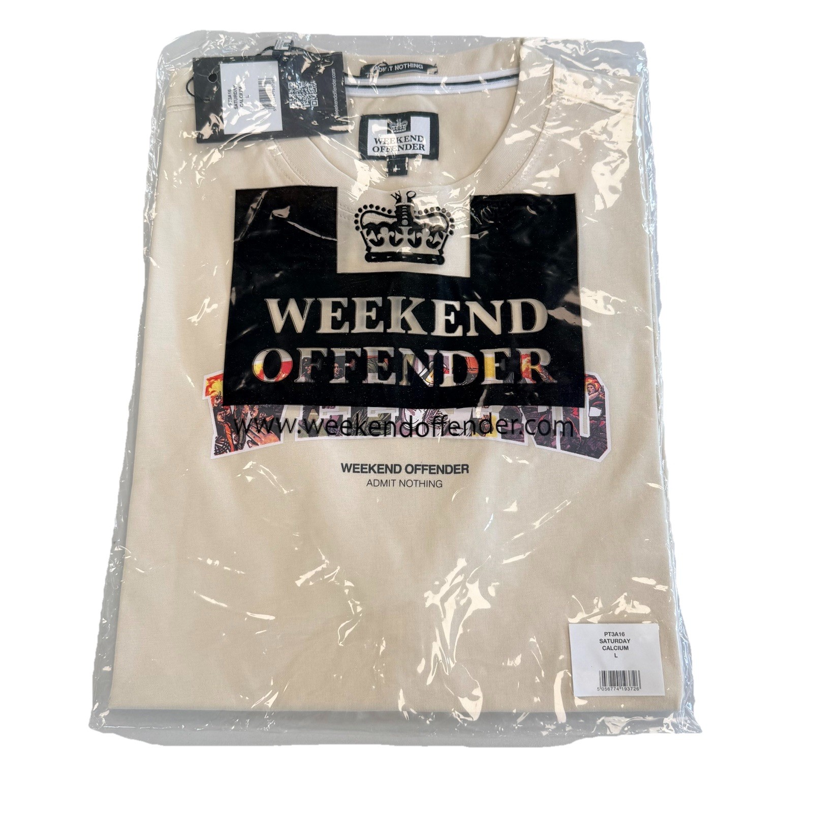 Weekend Offender Saturday Graphic T-shirt Bone White Mens Size UK Large gallery