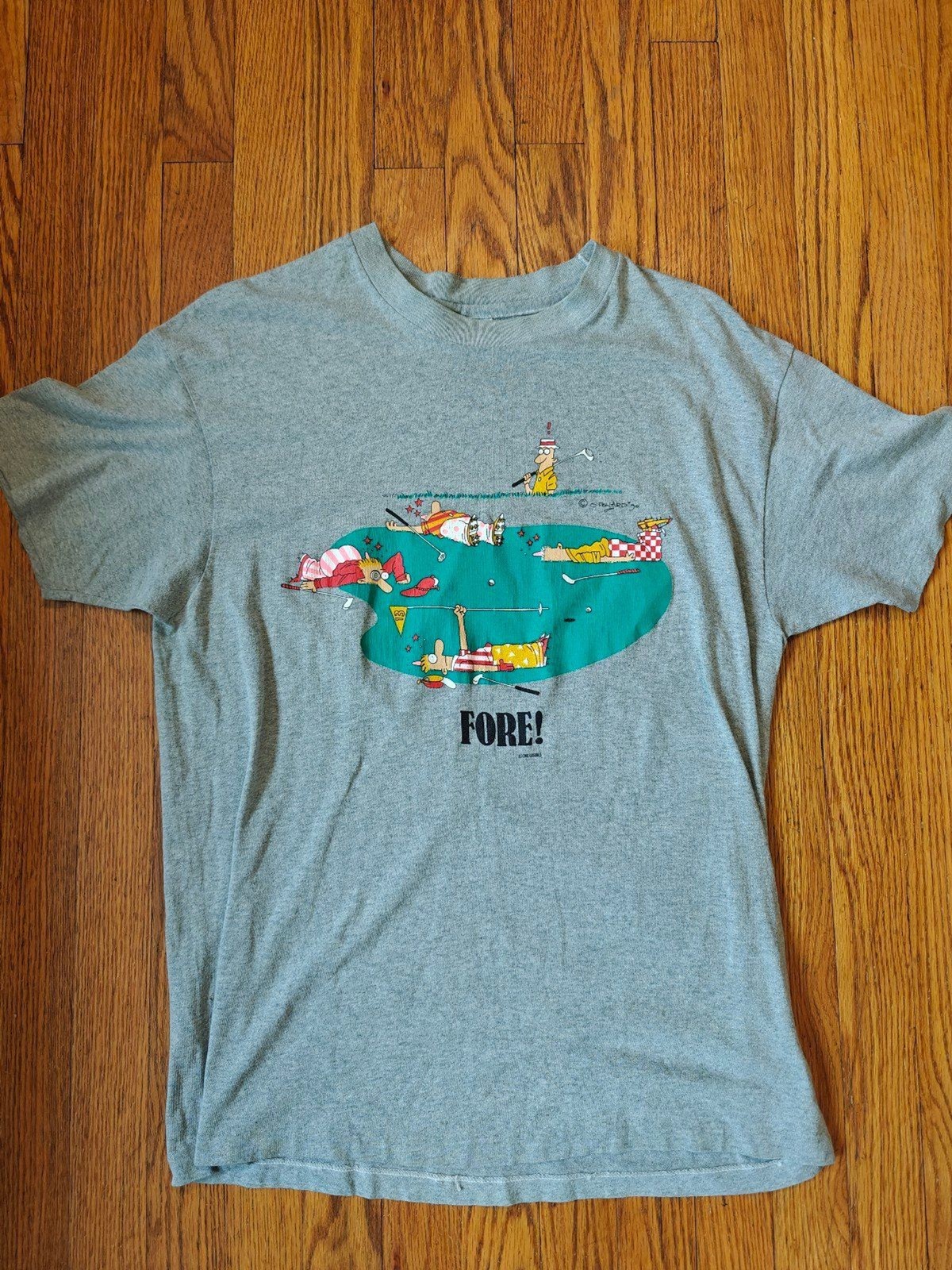 Vintage 1990 Golf T Shirt J Pollard Fore! Cartoon Graphic XL See Measurements
