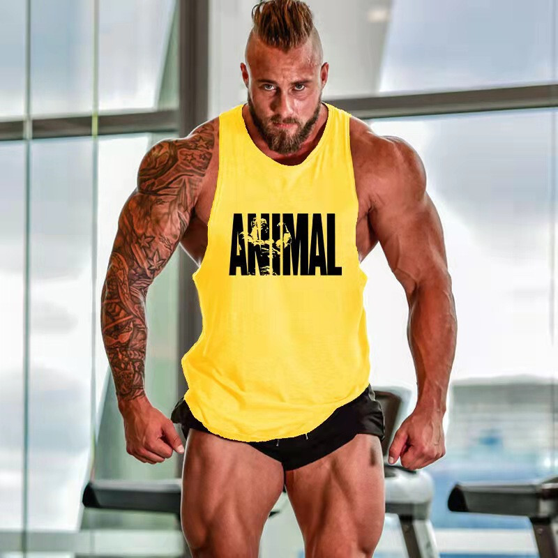 Men's Gym Workout Printed "ANIMAL" Tank Top VEST Fitness Bodybuilding Stringer gallery