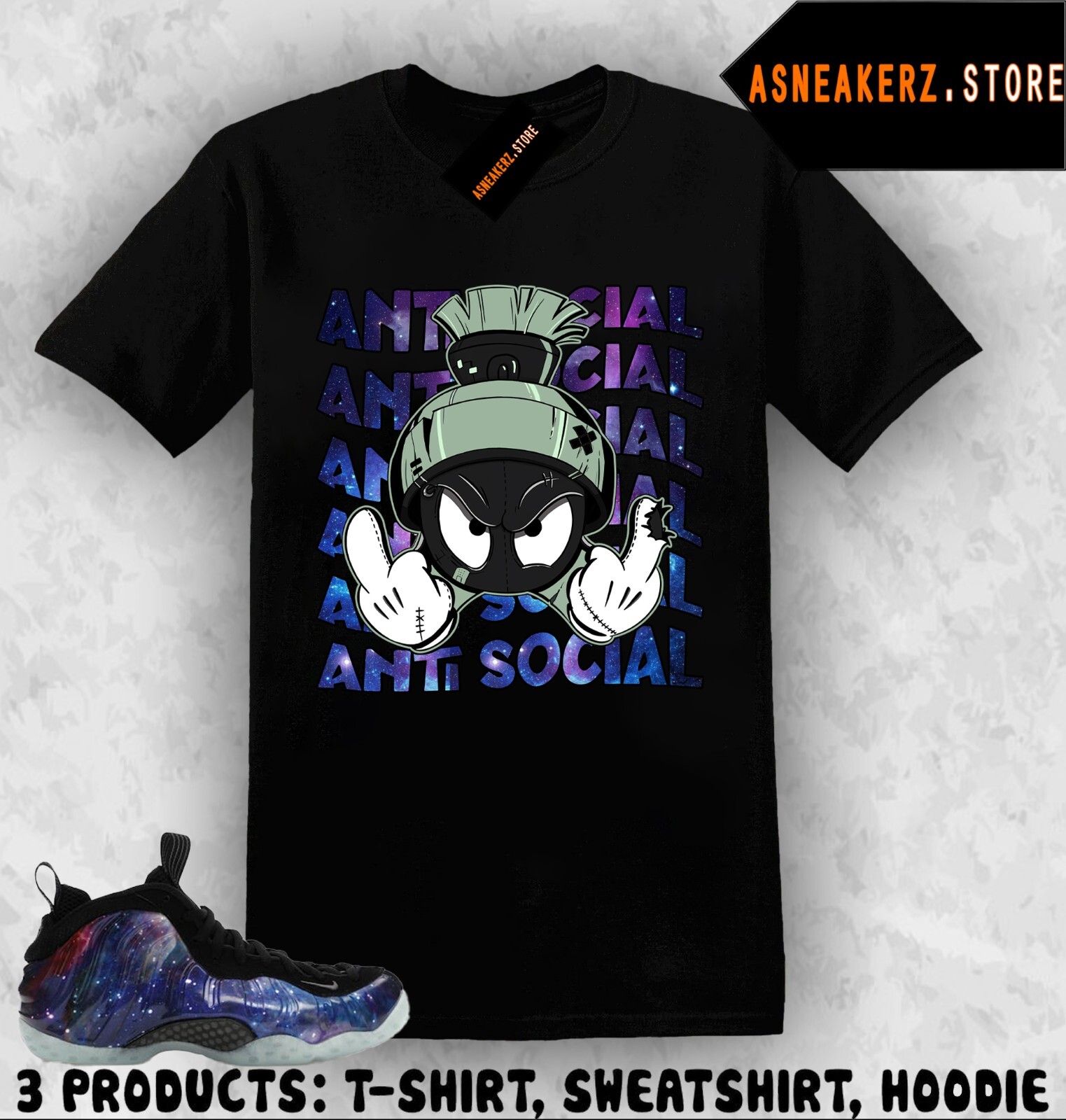 Shirt To Match Foamposite One Galaxy 2025 Sneaker Matching Tee Antisocial Marvin gallery