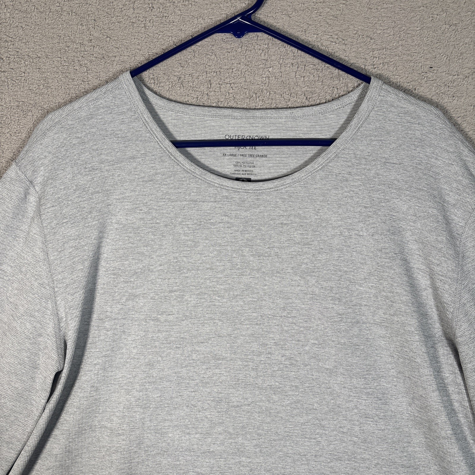 Outerknown H2OK Tee Shirt Mens Size 2XL Gray Waffle Textured Long Sleeve UPF 30+ gallery