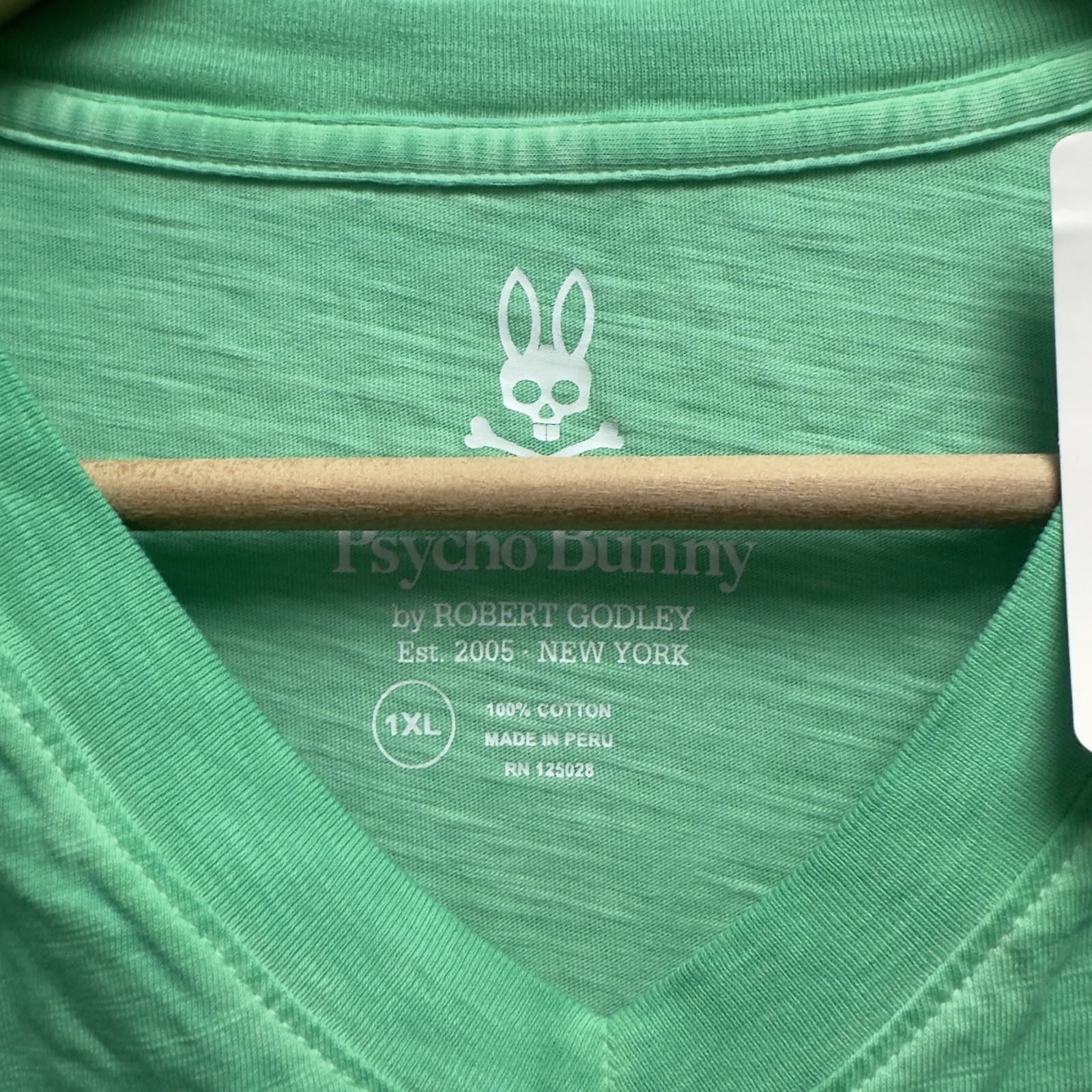 Psycho Bunny NEW Men's Sz 1XL Green Basic V-Neck Embroidered Logo Cotton T-Shirt gallery