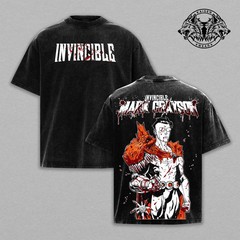 Mark Grayson Invincible Comic Acid Wash T-Shirt Crewneck Graphic Tee Bloody Batt