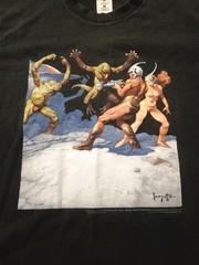 Hanes Heavy Vintage Frank Frazetta Leaping Lizards L Ron Hubbard T-shirt Size LG