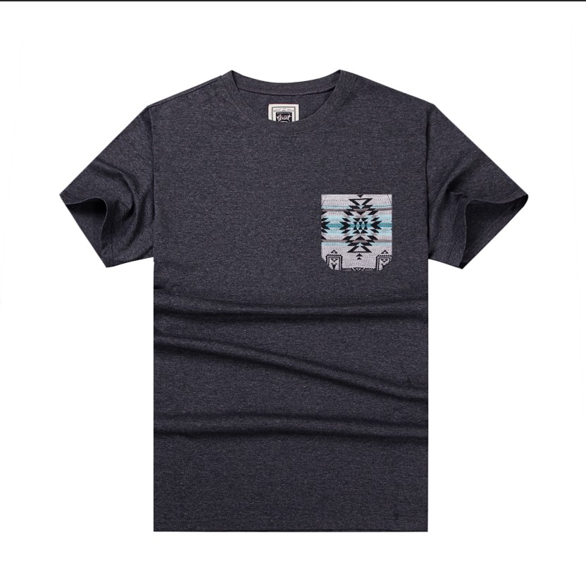 Premium Cotton Men’s Pocket Tee Anti-Shrink Solid Color Crew Neck Everyday Wear