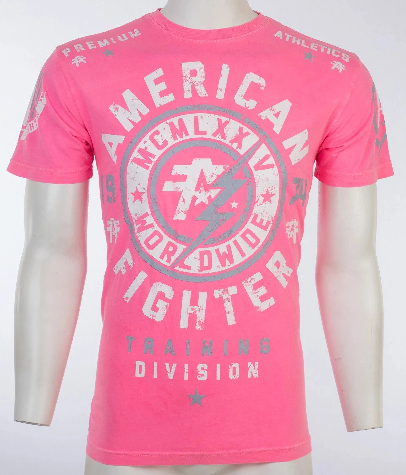 AMERICAN FIGHTER Men's T-Shirt MADISON Athletic Biker GYM Pink MMA gallery