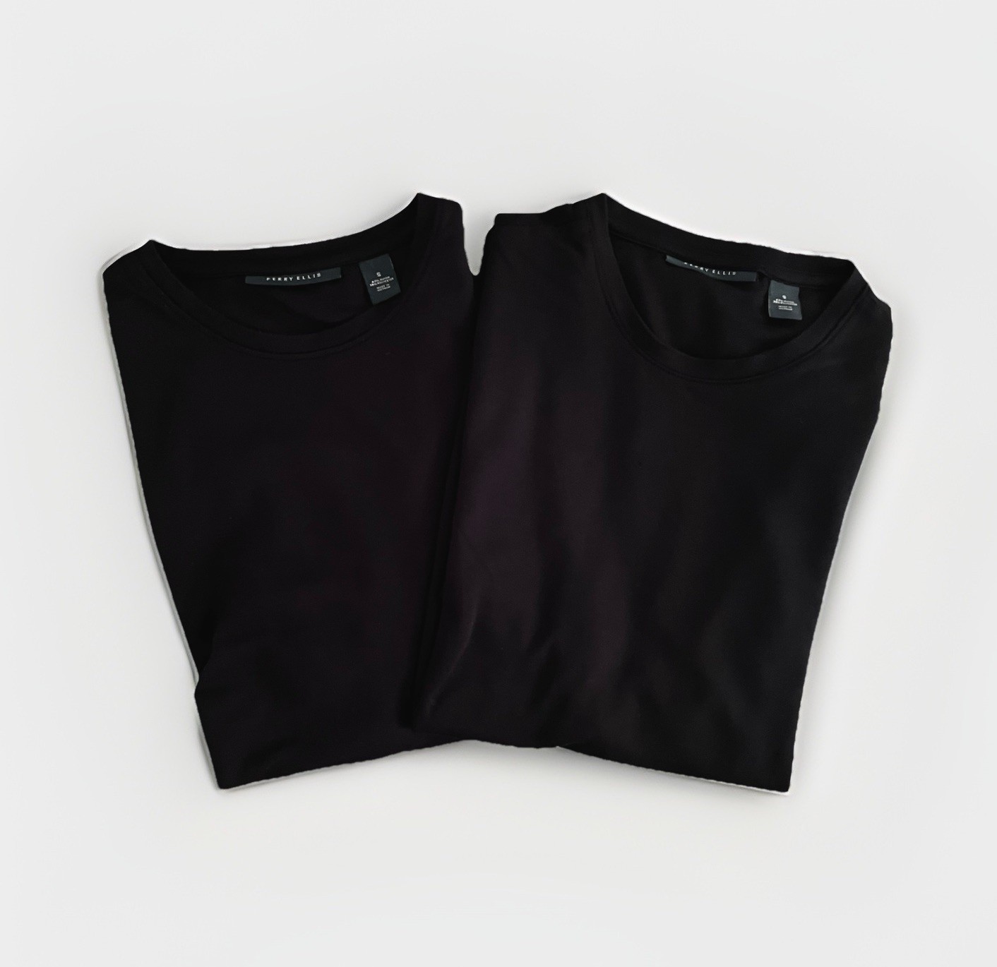 Perry Ellis Men's Black Crew Neck T-Shirt Set of 2 Size Small, Basic Classic gallery